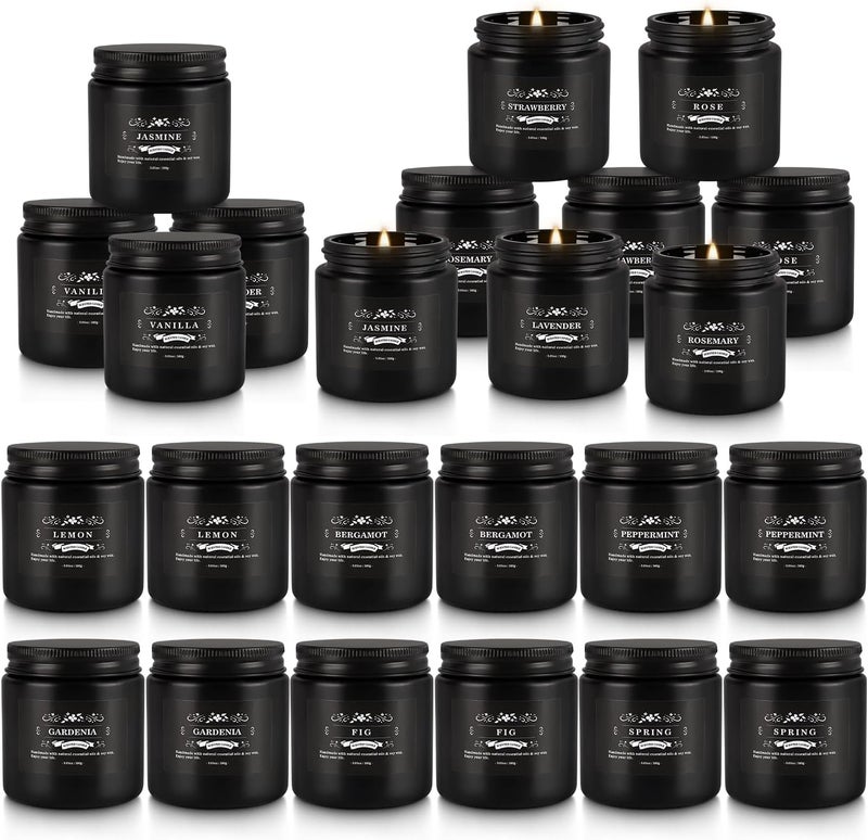 Howemon Scented Candle Set 24 Pack,Black, Candle for Home Scented, Odor Eliminating, Stress Relief, Long Lasting Soy Wax Gift Set - Image 3